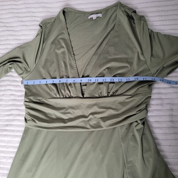 Baltic Born Arianna 3X Maxi Dress Deep V Neck Long Sleeve Olive Green Gown - Picture 7 of 9